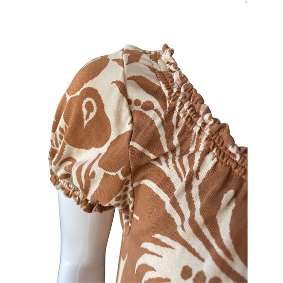Diane von Furstenberg Brown and Tan print 100% Silk Dress Size 4 - Picture 3 of 9